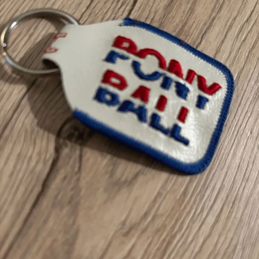 Pony Ball double sided logo embroidered vintage 1980s keychain red white blue - Picture 2 of 4
